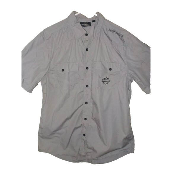 Genuine Harley-Davidson Men's Gray Ripstop Button-up Shirt Size Medium - Picture 1 of 5